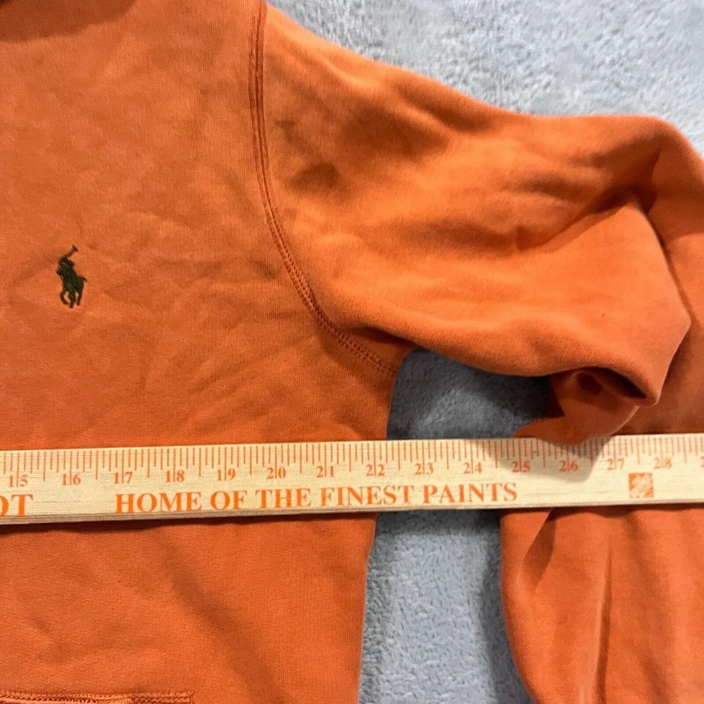 Vtg Polo Ralph Lauren Hoodie Mens‎ M Orange Jacket Full Zip Fleece  Y2K